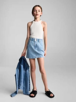 MANGO KIDS - Spódnica z denimu paperbag średni niebieski - - Dzieci