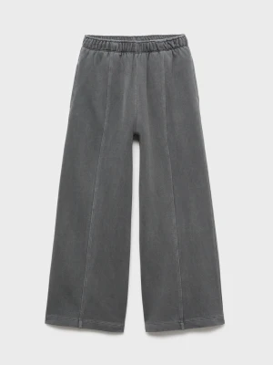 MANGO KIDS - Spodnie jogger wide leg z przeszyciami antracytowy - lata - Dzieci