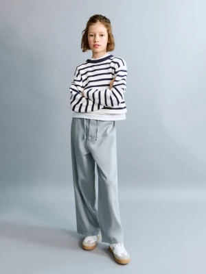 Spodnie bawełniane ściągane troczkami niebieski - Dzieci - lata - MANGO KIDS