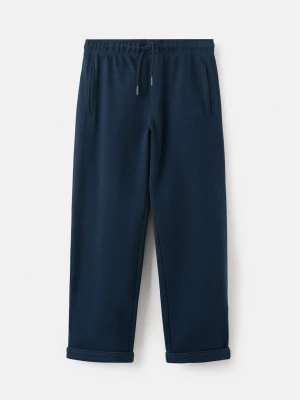 MANGO KIDS - Spodnie bawełniane z podwiniętym dołem granatowy - - Dzieci
