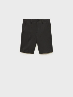MANGO KIDS - Bermudy garniturowe z wysokim stanem ciemnoszary - - Dzieci