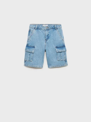 MANGO KIDS - Bermudy dżinsowe cargo średni niebieski - - Dzieci