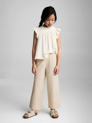 MANGO KIDS - Spodnie culotte z teksturą jasny / pastelowy szary - lata - Dzieci
