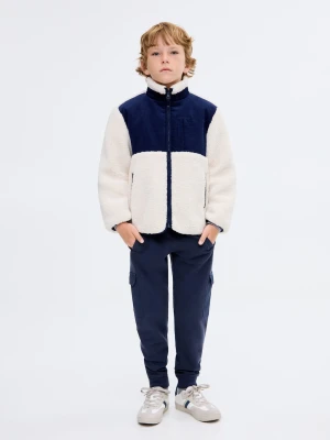 MANGO KIDS - Spodnie jogger cargo ze sznurkiem granatowy - - Dzieci