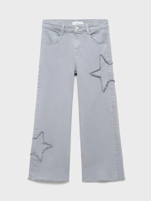 MANGO KIDS - Jeansy z haftowanymi gwiazdami niebieski - - Dzieci
