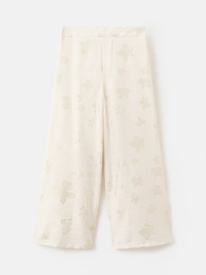 MANGO KIDS - Spodnie wzór w kwiaty złoty - lata - Dzieci