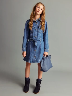 MANGO KIDS - Krótka sukienka jeansowa ciemnoniebieski - - Dzieci