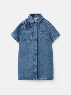 Sukienka dżinsowa z kwiatem średni niebieski - Dzieci - - MANGO KIDS