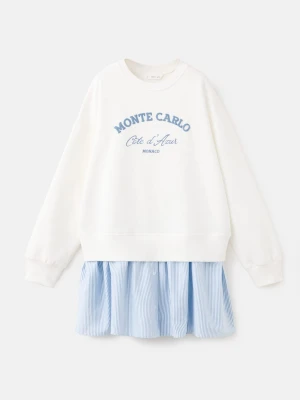 Sukienka typu bluza z napisem złamana biel - Dzieci - lata - MANGO KIDS