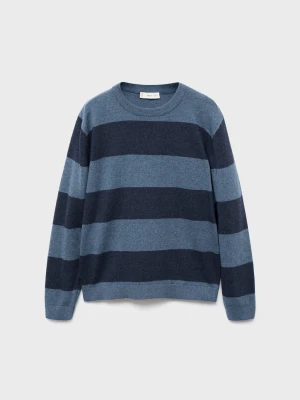 MANGO KIDS - Sweter dzianinowy w paski niebieski - lata - Dzieci