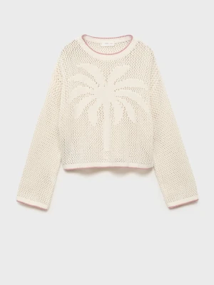MANGO KIDS - Sweter ażurowa dzianina kremowy / écru - lata - Dzieci