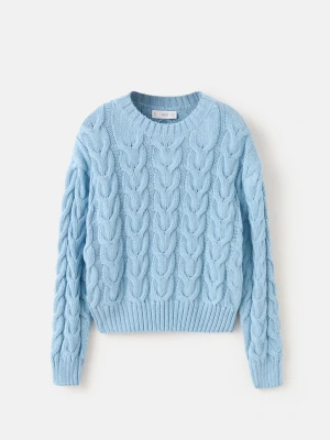 MANGO KIDS - Sweter ścieg pleciony błękitny - lata - Dzieci