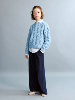 Sweter ścieg pleciony błękitny - Dzieci - lata - MANGO KIDS