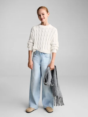MANGO KIDS - Sweter ścieg pleciony kremowy / écru - lata - Dzieci