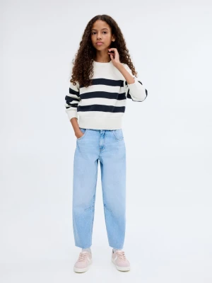 MANGO KIDS - Sweter z dzianiny z kołnierzykiem polo złamana biel - lata - Dzieci