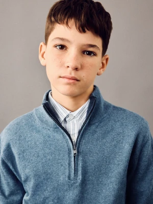 MANGO KIDS - Sweter z półgolfem na zamek niebieski - lata - Dzieci