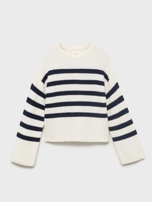 MANGO KIDS - Sweter dzianinowy w paski złamana biel - lata - Dzieci