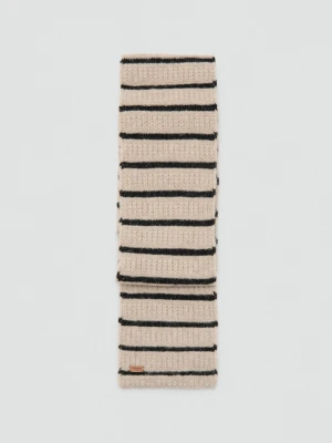 MANGO KIDS - Szal z dzianiny w paski piaskowy - Rozmiar uniwersalny - Dzieci