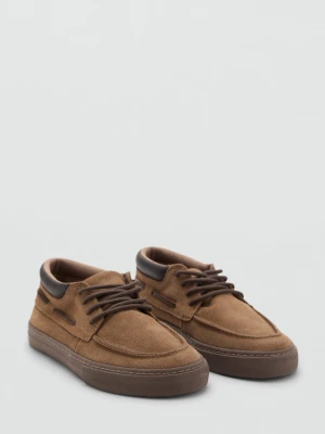 MANGO KIDS - Sznurowane buty skórzane czekoladowy - - Dzieci