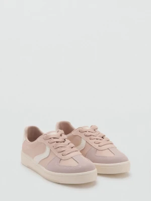 MANGO KIDS - Sznurowane buty sportowe z łączonych materiałów pastelowy róż - - Dzieci