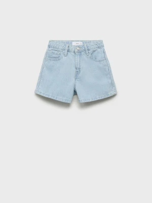 MANGO KIDS - Szorty bawełniane z haftem jasnoniebieski - - Dzieci