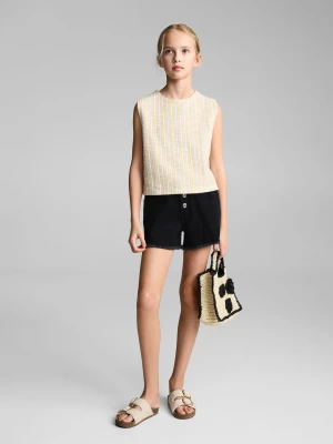 MANGO KIDS - Szorty dżinsowe z postrzępionym dołem black denim - - Dzieci
