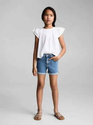 MANGO KIDS - Szorty dżinsowe z prostymi nogawkami średni niebieski - - Dzieci