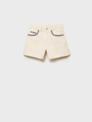 MANGO KIDS - Szorty z haftowanym zdobieniem kremowy / écru - - Dzieci