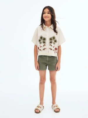 MANGO KIDS - Szorty z przeszyciami khaki - - Dzieci