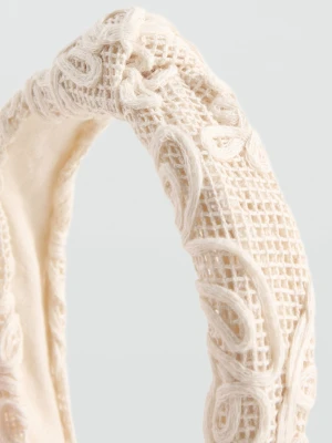 MANGO KIDS - Szydełkowa opaska do włosów piaskowy - Rozmiar uniwersalny - Dzieci