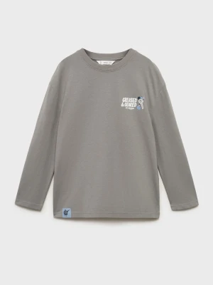 MANGO KIDS - Bawełniany wzorzysty t-shirt szary - lata - Dzieci