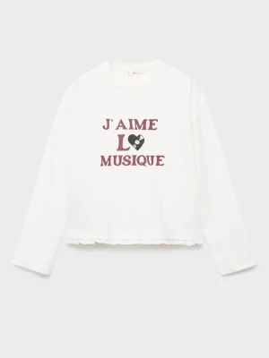 MANGO KIDS - Koszulka z długiem rękawem i nadrukiem złamana biel - lata - Dzieci