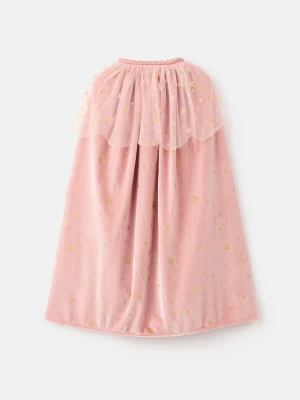 MANGO KIDS - Tiulowa peleryna z brokatowymi gwiazdami blady róż - Rozmiar uniwersalny - Dzieci