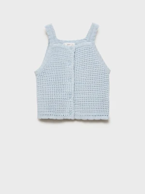 MANGO KIDS - Top dzianinowy z guzikami błękitny - lata - Dzieci