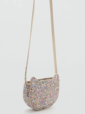 MANGO KIDS - Torebka z kotkiem z brokatem różowy - Rozmiar uniwersalny - Dzieci