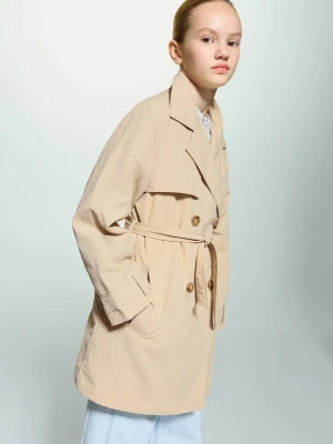 MANGO KIDS - Trencz klasyczny z paskiem średni brązowy - - Dzieci