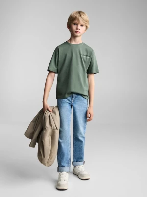 MANGO KIDS - Wzorzysta bawełniana koszulka zielony - lata - Dzieci