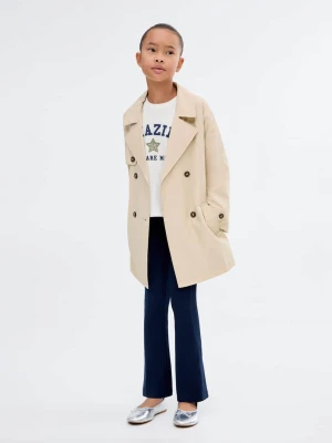 MANGO KIDS - Wzorzysta koszulka z haftem złamana biel - lata - Dzieci