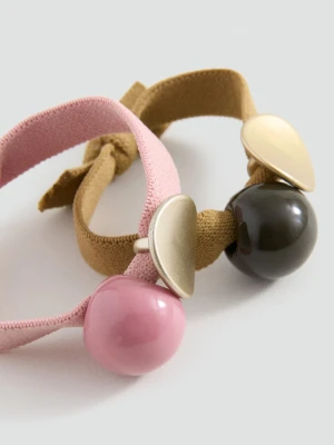 MANGO KIDS - Zestaw 2 gumek do włosów blady róż - Rozmiar uniwersalny - Dzieci