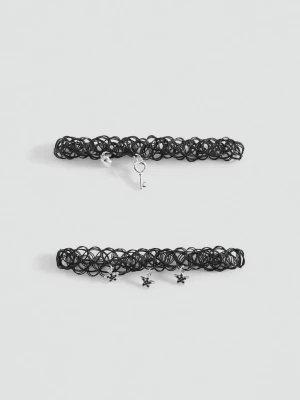 MANGO KIDS - Zestaw 2 naszyjników choker czarny - Rozmiar uniwersalny - Dzieci