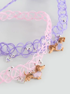 MANGO KIDS - Zestaw 2 naszyjników choker srebrny - Rozmiar uniwersalny - Dzieci