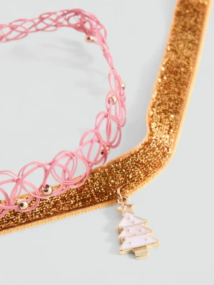 MANGO KIDS - Zestaw 2 naszyjników choker złoty - Rozmiar uniwersalny - Dzieci