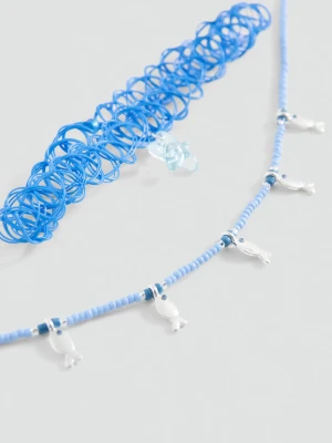 MANGO KIDS - Zestaw 2 naszyjników niebieski - Rozmiar uniwersalny - Dzieci