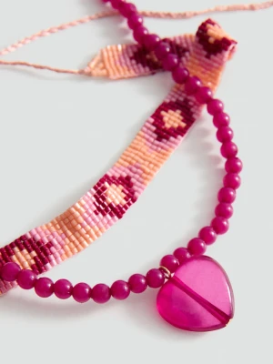 MANGO KIDS - Zestaw 2 naszyjników różowy - Rozmiar uniwersalny - Dzieci