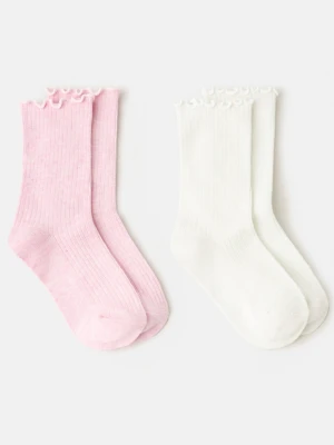 MANGO KIDS - Zestaw 2 par ściągaczowych skarpetek różowy - - Dzieci