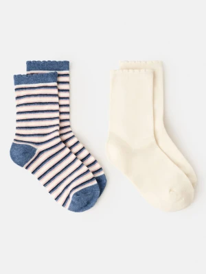MANGO KIDS - Zestaw 2 par ściągaczowych skarpetek waniliowy - - Dzieci