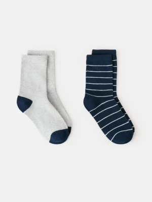 MANGO KIDS - Zestaw 2 par skarpetek mieszanka wzorów granatowy - - Dzieci