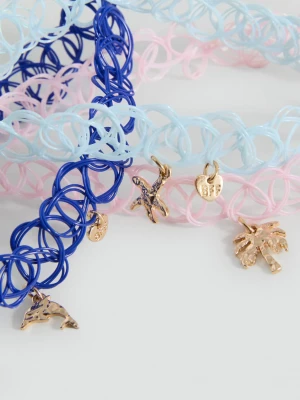 MANGO KIDS - Zestaw 3 naszyjników choker różowy - Rozmiar uniwersalny - Dzieci