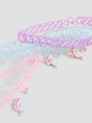 MANGO KIDS - Zestaw 3 naszyjników z delfinem różowy - Rozmiar uniwersalny - Dzieci