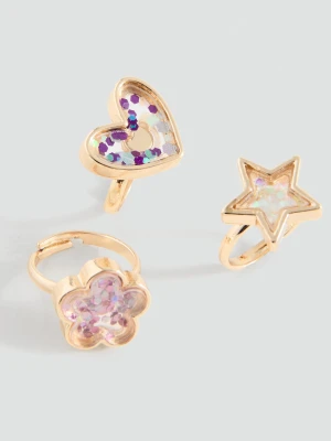 MANGO KIDS - Zestaw 3 pierścionków złoty - Rozmiar uniwersalny - Dzieci